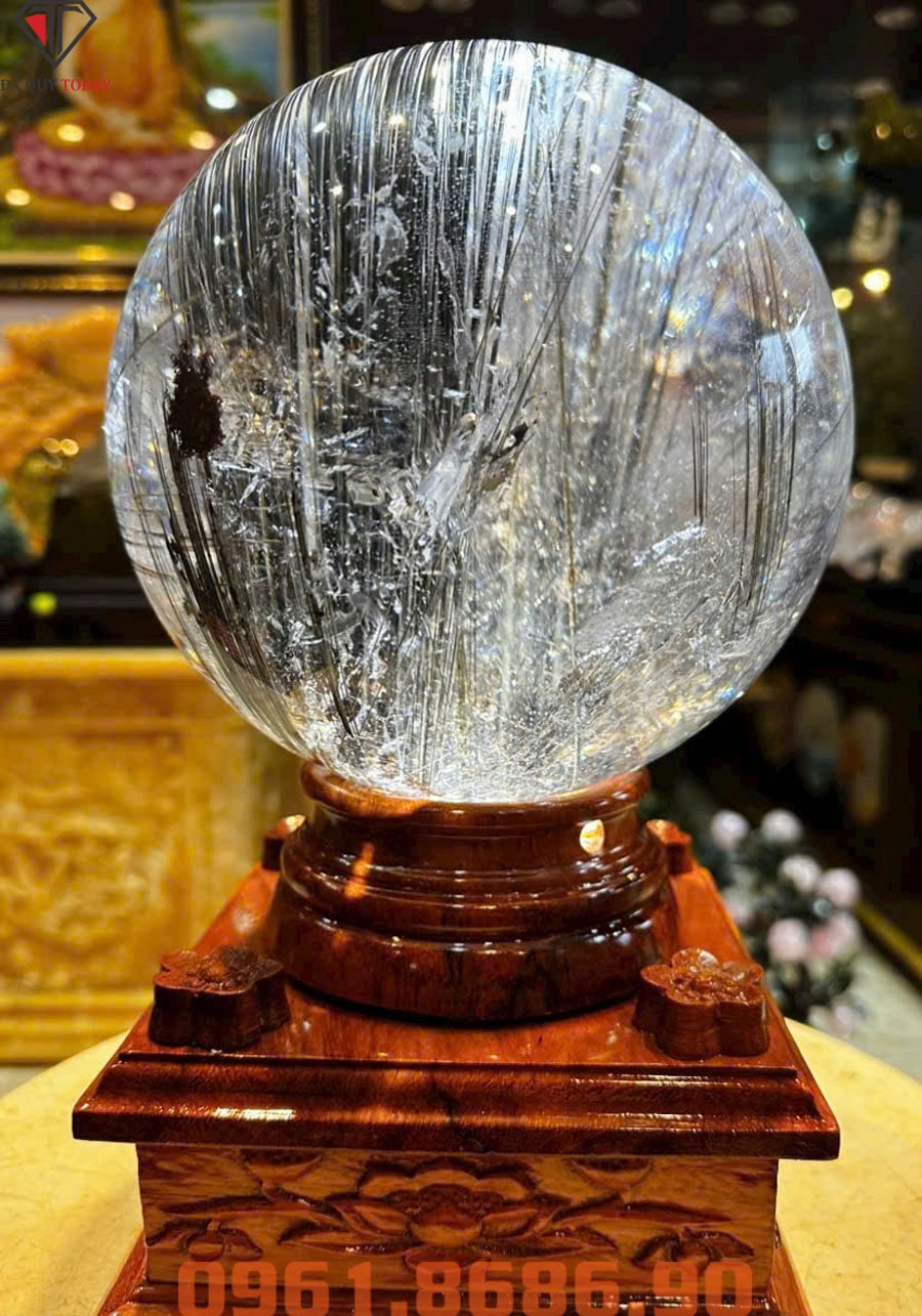 Quả cầu đá thạch anh tóc đen 7.93kg