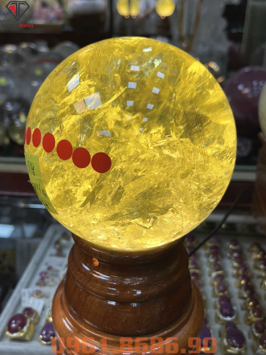 Quả cầu đá thạch anh vàng 3kg
