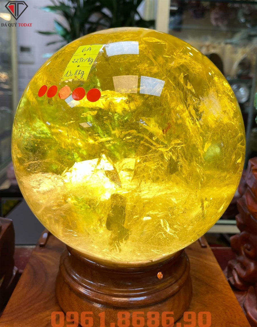 Quả cầu đá thạch anh vàng 13.8kg